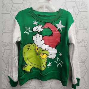 Nwt Girls' The Grinch Dreamy Fleece Pullover Sweatshirt Green, Size: XS